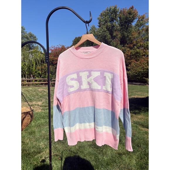 Sincerely Jules Ski Crewneck Sweater Size Small Pink Winter Pullover - Picture 1 of 7